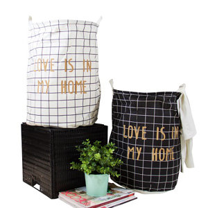 Gold Letter Grid Laundry Basket (Set of 2)