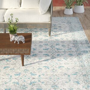 Navarrete Ivory & Cream/Blue Area Rug