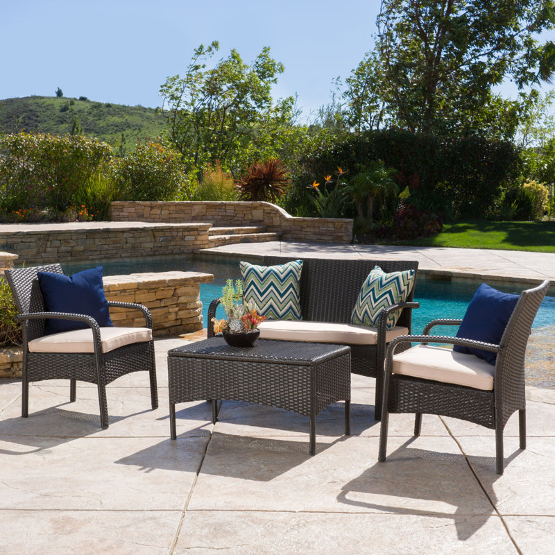 Jeffrey 4 Piece Rattan Sofa Set With Cushions Reviews Birch Lane Jeffrey 4 Piece Rattan Sofa Set With Cushions