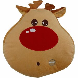 Red Nosed Reindeer Cute Christmas Lights LED Light up Throw Pillow