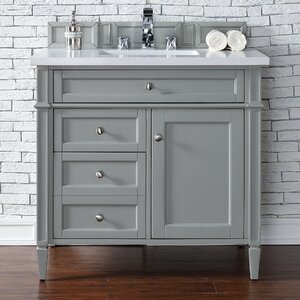 Deleon 36 Single Urban Gray Wood Base Bathroom Vanity Set