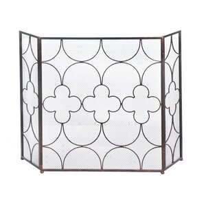 Clover 3 Panel Iron Fireplace Screen