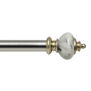 Faux Marble Urn Decorative Single Curtain Rod & Hardware Set