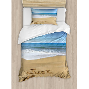Beach And Ocean Bedding Sets Wayfair Wedding Decorations Just Married Written On Sandy Beach Ocean Waves Photo Duvet Cover Set