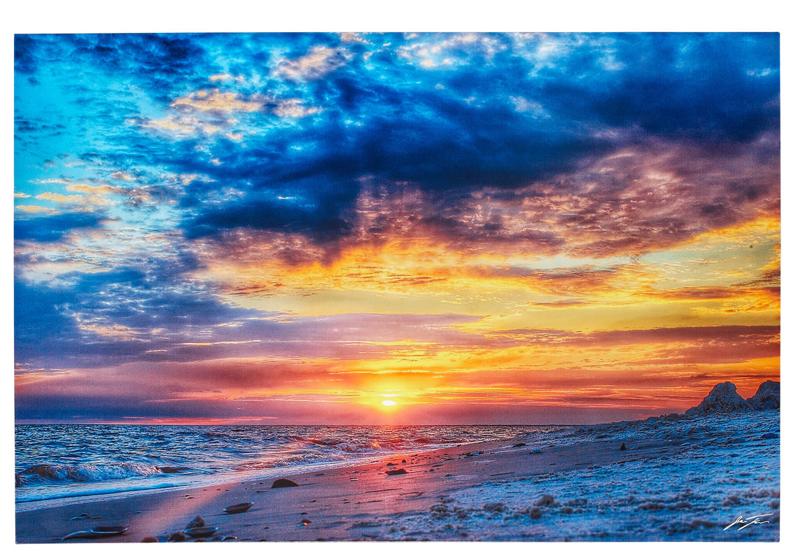 Majestic Mirror Large Colorful Beach at Sunrise Glossy Photographic
