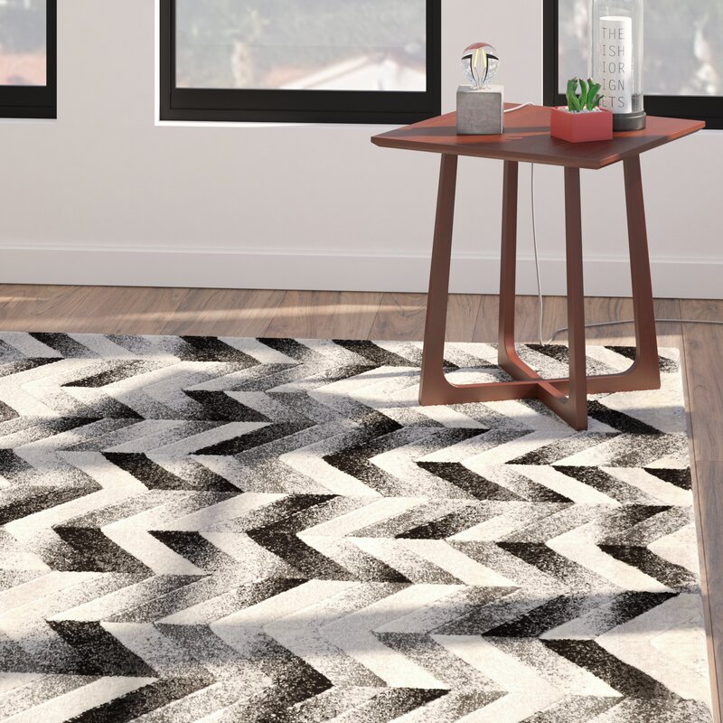 Langley Street Willow Chevron Gray/Black Area Rug & Reviews | Wayfair