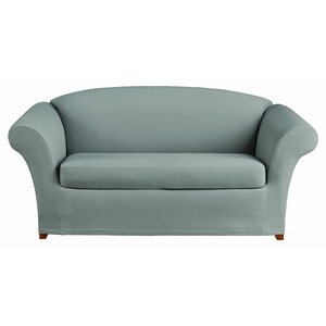 Stretch Seersucker Box Cushion Loveseat Slipcover