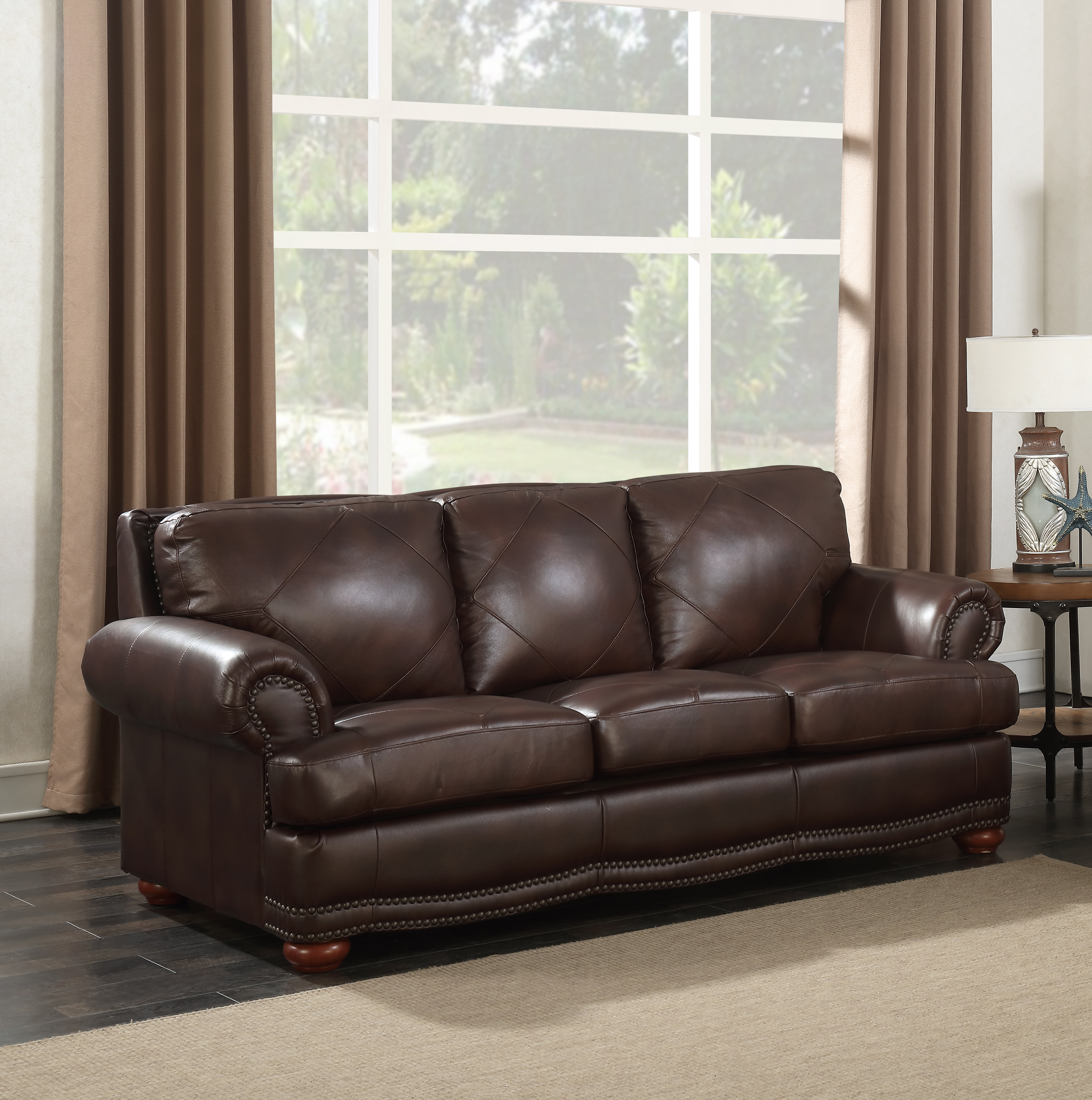 Darby Home Co Bednarek Premium Leather Sofa Wayfair