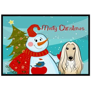 Snowman with Afghan Hound Doormat