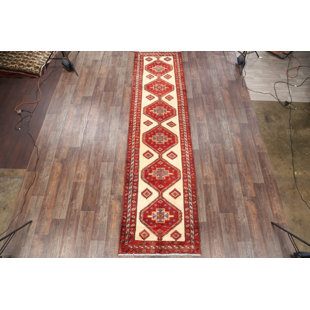 3 X 14 Runner Wayfair One Of A Kind Austell Ardebil Persian Hand Knotted Runner 3 8 X 14 Wool Red Ivory Area Rug