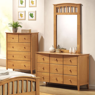 White Dresser With Gl Top Wayfair Scheffel 9 Drawer Double Dresser With Mirror