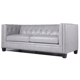 Dark Grey Leather Sofa Wayfair Quickview