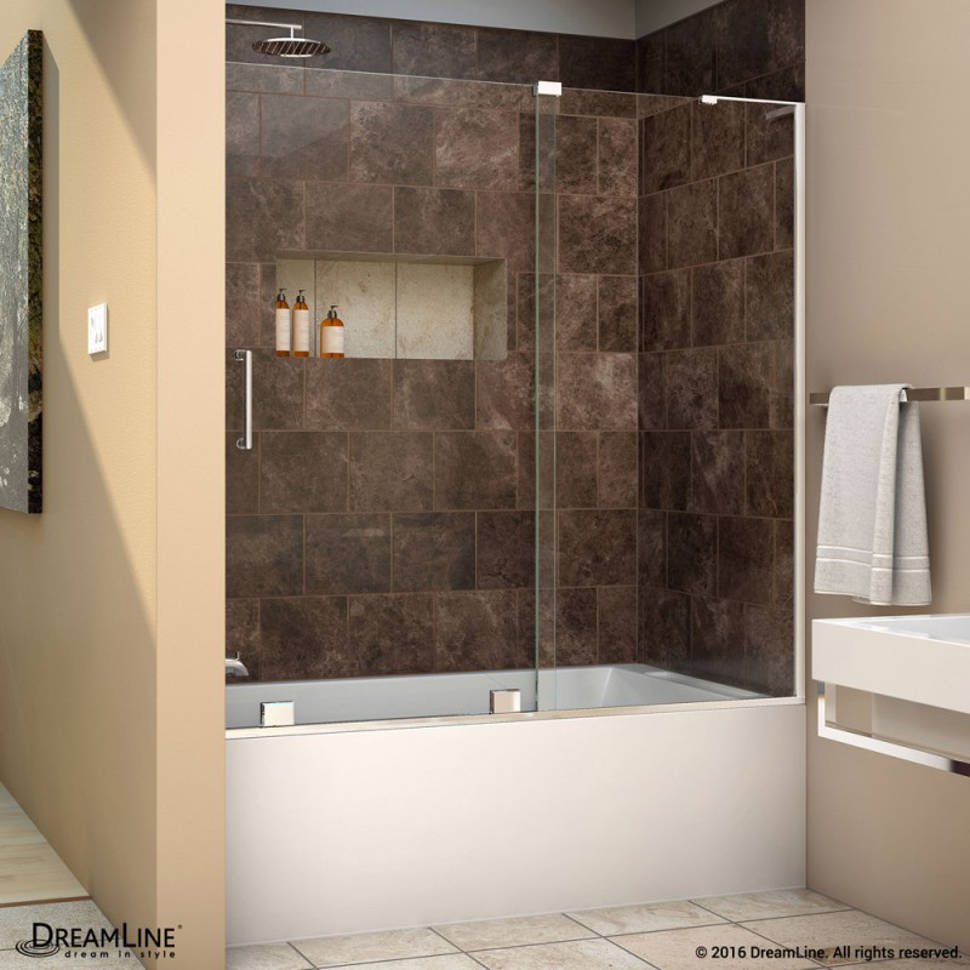 Dreamline Mirage X 58 60 Single Sliding Frameless Tub Door With Elegant Frameless Sliding Tub Door With Modern Flair
