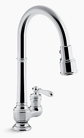Kohler Artifacts Single Hole Kitchen Sink Faucet With 17 5 8 Pull Down Spout Docknetik Magnetic Docking System And 3 Function Sprayhead Featuring
