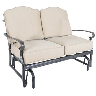 Outdoor Loveseat Rocker Wayfair Reagan Glider Loveseat With Sunbrella Cushions