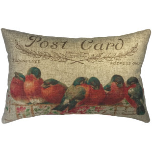 Lumbar Pillows With Birds Wayfair Canas Birds Post Card Linen Lumbar Pillow