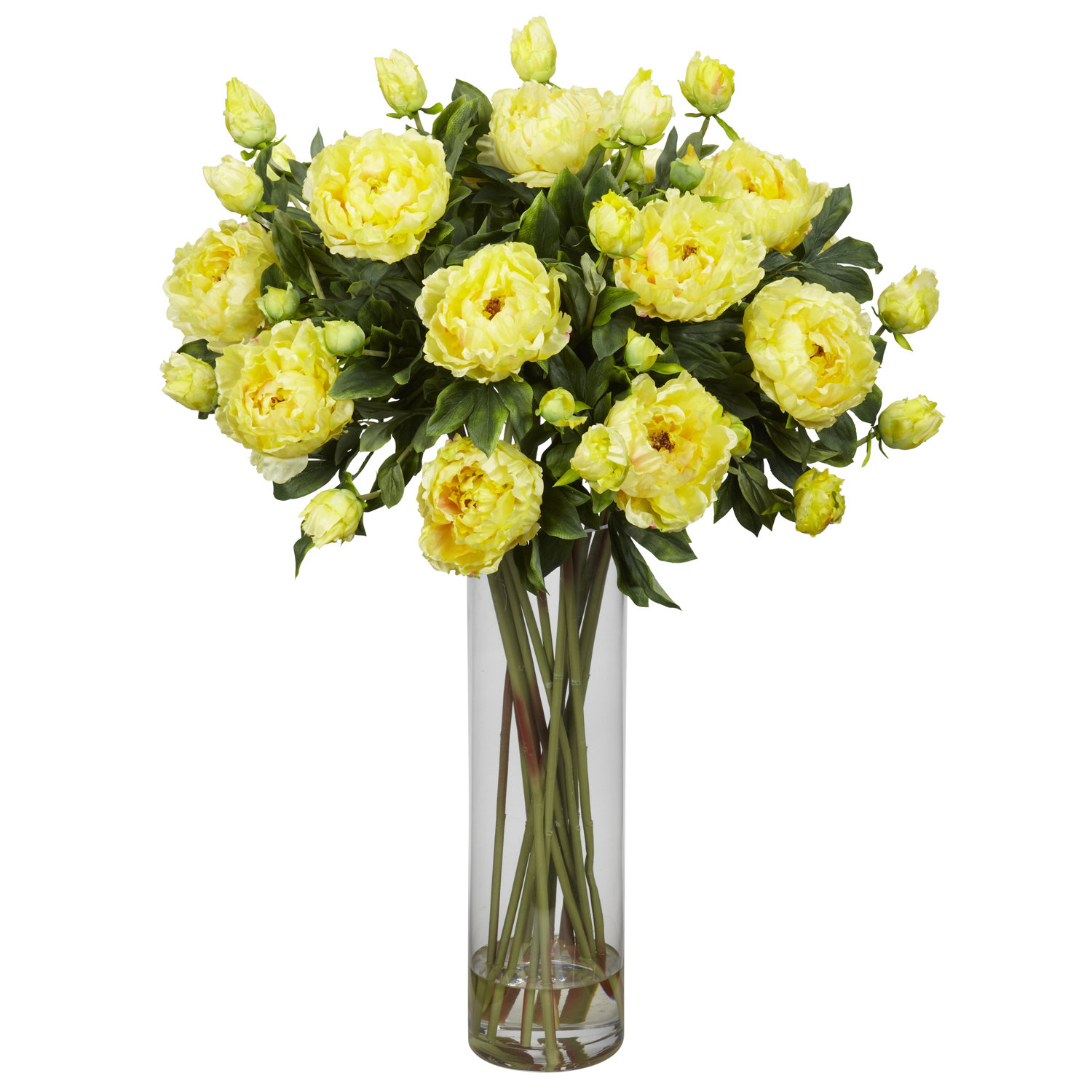 Nearly Natural Giant Peony Silk Flower Arrangement In Yellow Wayfair