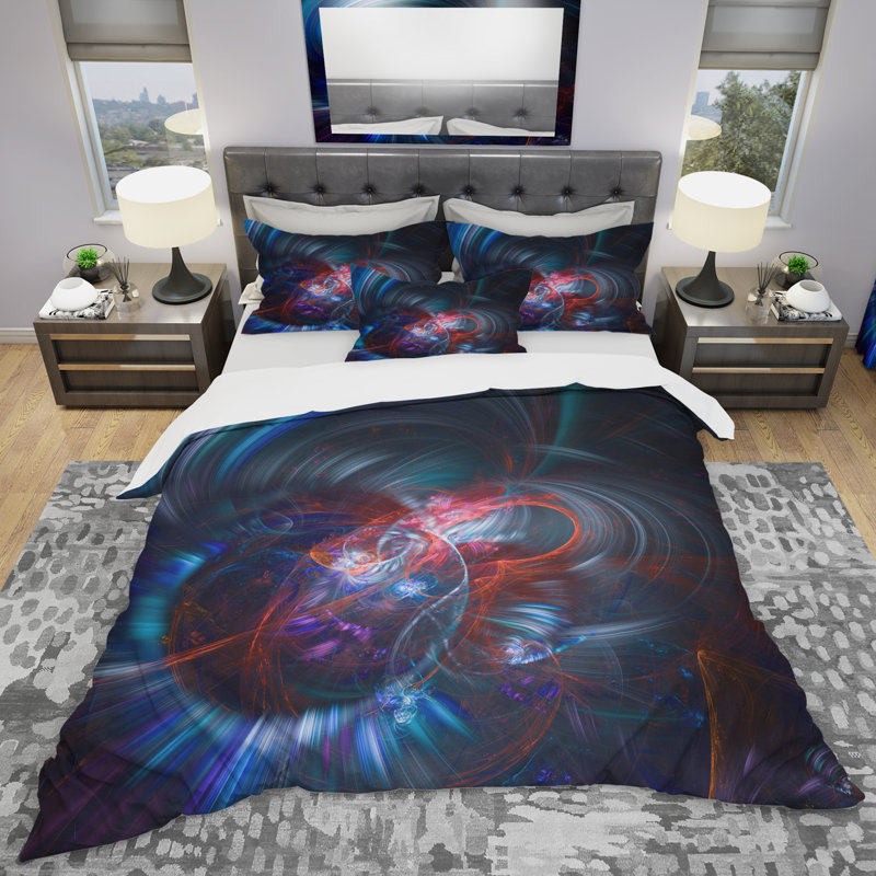 East Urban Home Light Blue Fractal Flower Duvet Cover Set Wayfair Light Blue Fractal Flower Duvet Cover Set