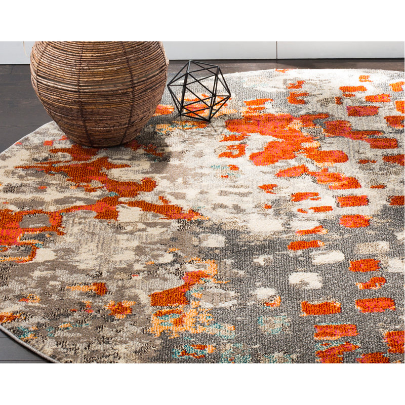 Latitude Run Mila Gray/Orange Area Rug & Reviews Wayfair