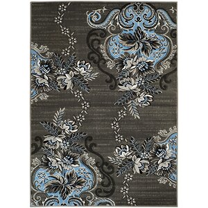 Jerimiah Hand-Carved Gray/Blue Area Rug