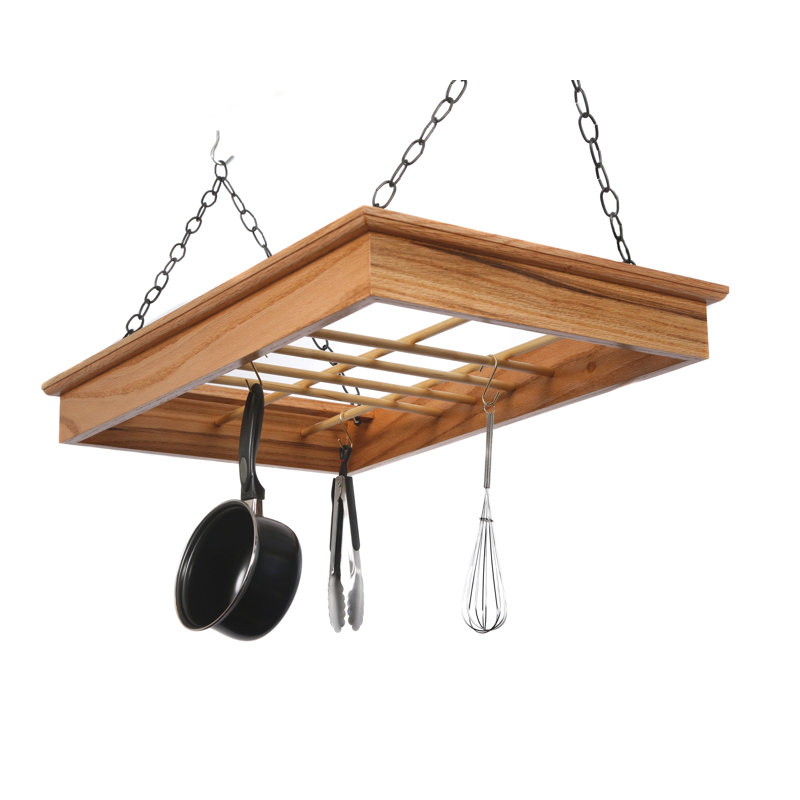 Laurel Highlands Wood Hanging Pot And Pan Rack Reviews Wayfair