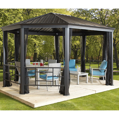 Sunjoy Sinclair 14 Ft W X 13 D Metal Patio Gazebo Wayfair Komodo 18 Ft W X 12 D Aluminum Patio Gazebo