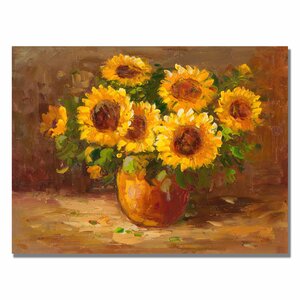 'Sunflowers Still Life' Painting Print on Canvas