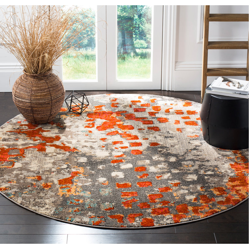 Latitude Run Mila Gray/Orange Area Rug & Reviews Wayfair