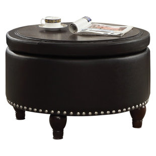 Leather Faux Coffee Tables You Ll Love Wayfair Egger Transitional Round Wood And Leatherette Tail Coffee Table With Storage