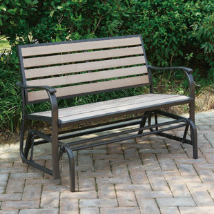 Outdoor Wood Glider Bench Wayfair Wayzata Outdoor Wood Glider Bench