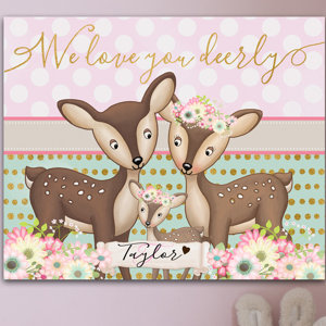 Personalized Baby Nursery 'We Deerly Love You Sweet Deer' Canvas Art