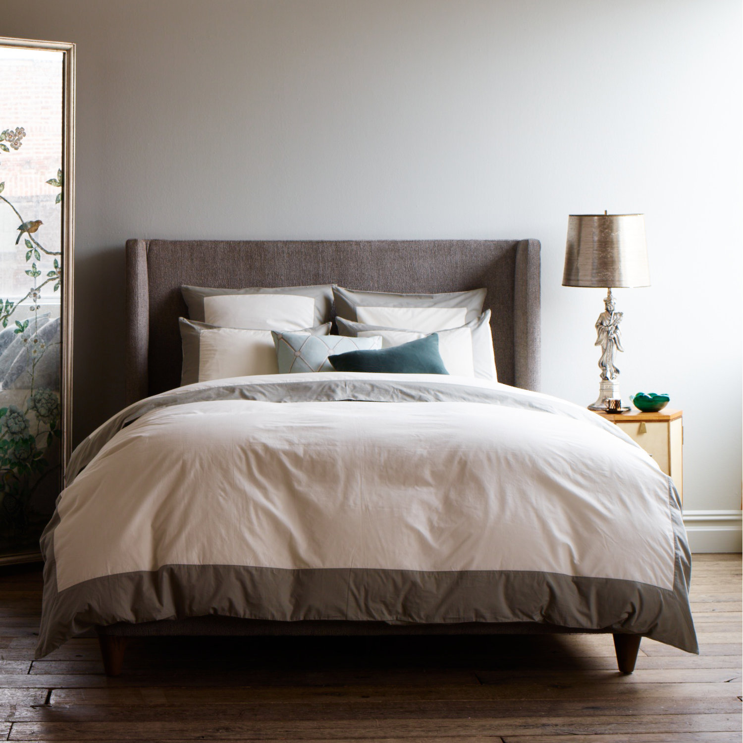 Dwellstudio Modern Border Smoke Duvet Cover Reviews Wayfair Modern Border Smoke Duvet Cover