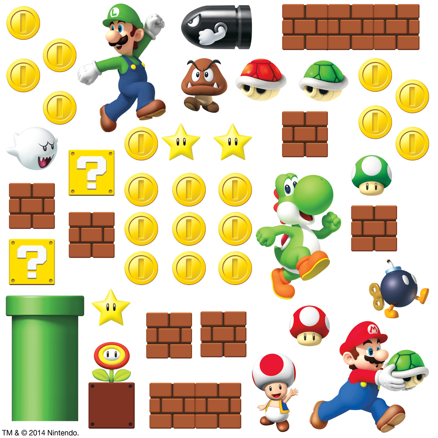 Room Mates Nintendo 45 Piece Super Mario Wall Decal & Reviews | Wayfair