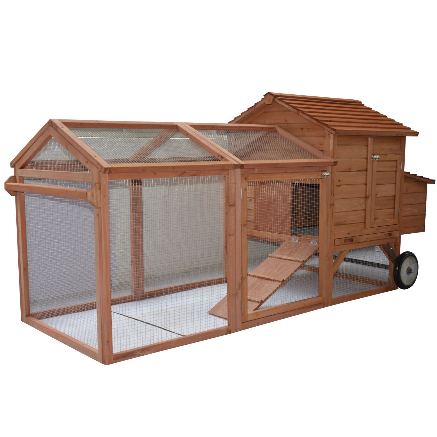 Pawhut Wheeled Tractor Hen House Chicken Coop with Chicken 