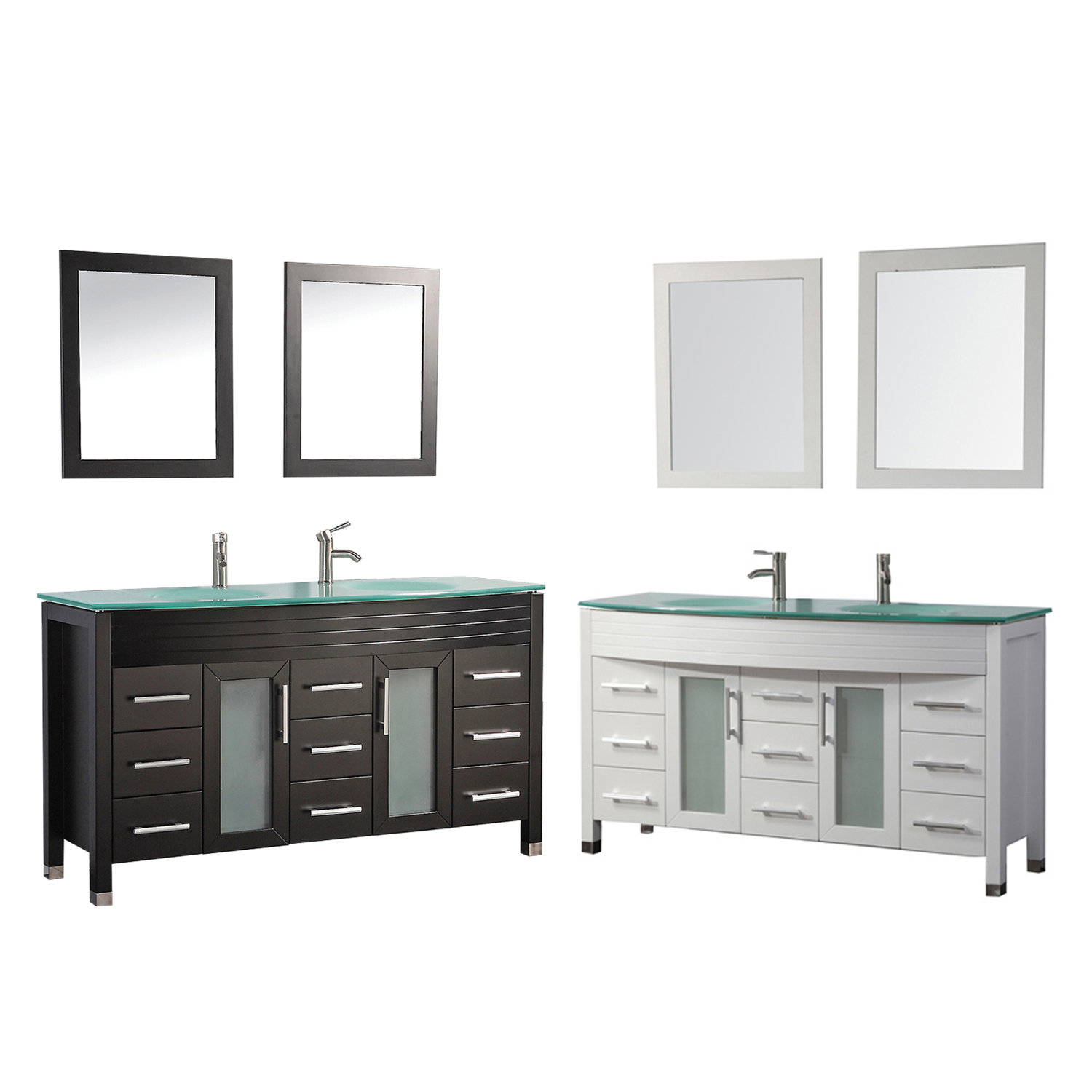 MTDVanities Figi 63" Double Sink Bathroom Vanity Set with Mirrors
