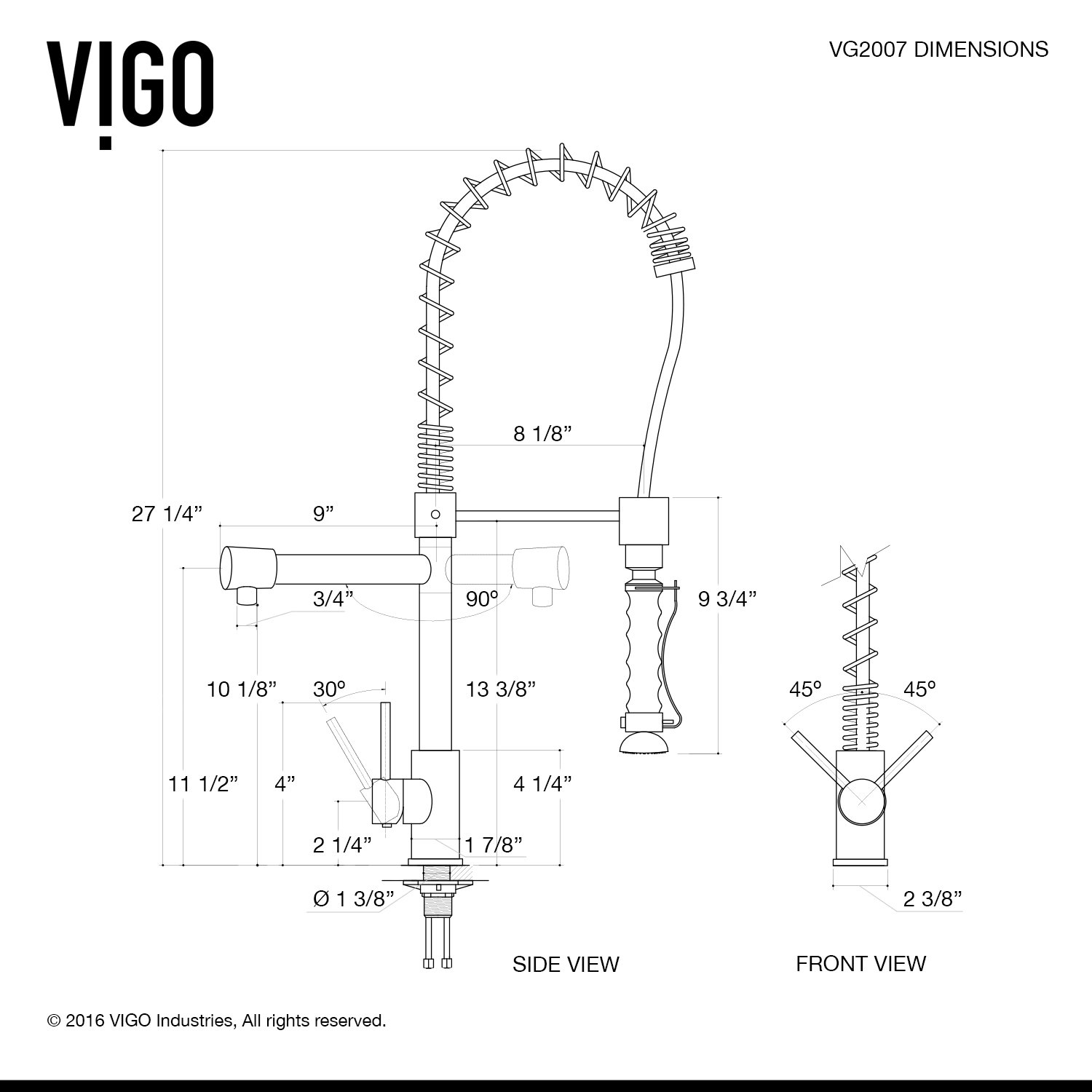 VIGO Zurich Single Handle Pull-Down Spray Kitchen Faucet ... futon parts diagram 