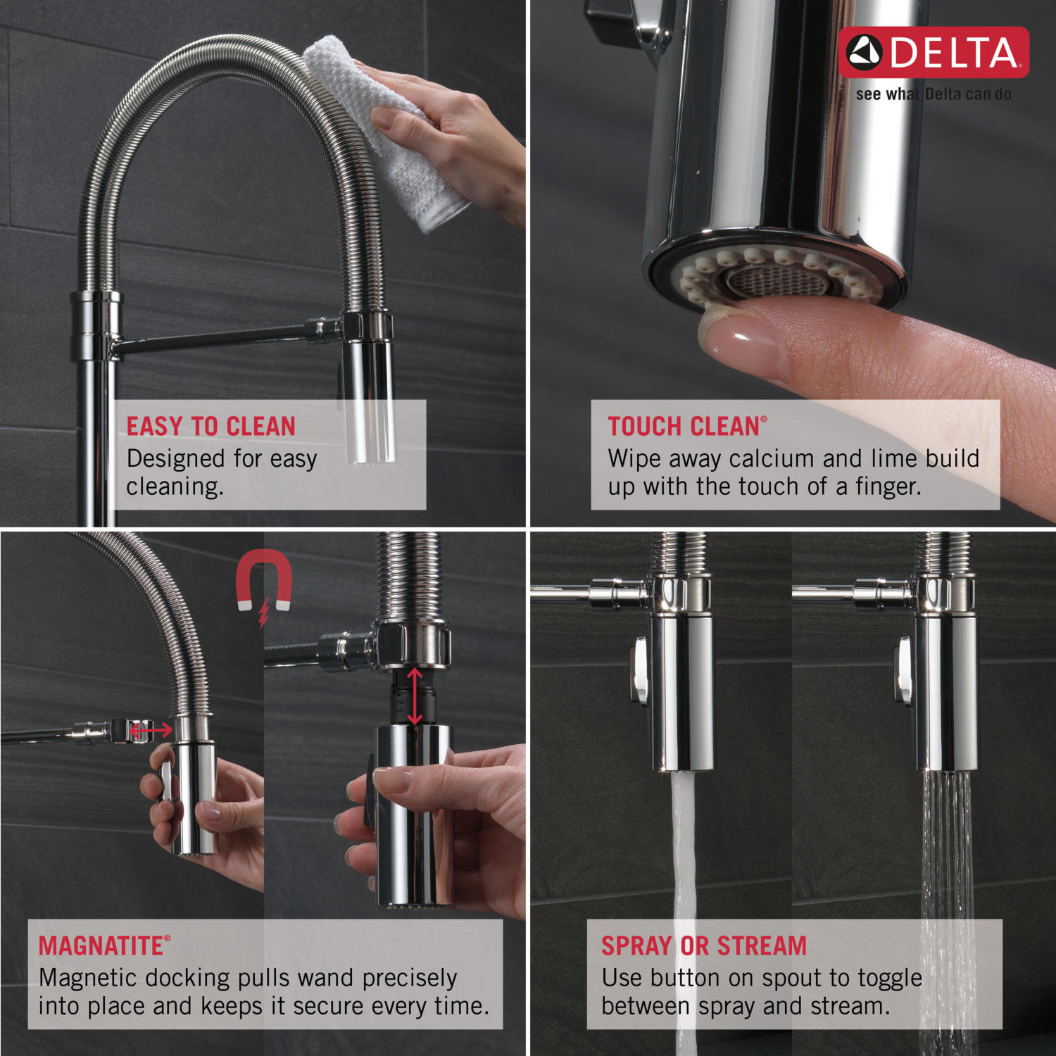 Delta Trinsic Pro Single Handle Deck Mounted Pull Down Kitchen Faucet