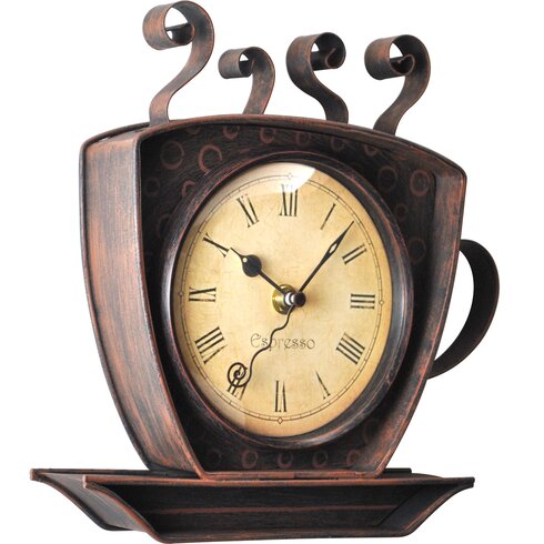 Bronze Coffee Cup Wall Clock 