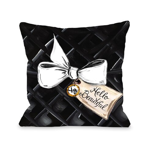 One Bella Casa Hello Beautiful Bow Glitter Throw Pillow & Reviews | Wayfair