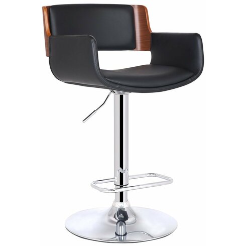 AdecoTrading Bentwood Adjustable Height Swivel Bar Stool & Reviews ...