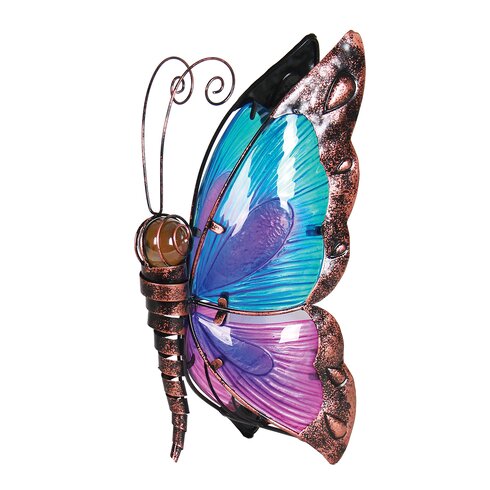 Exhart Solar Glass Butterfly Garden Statue & Reviews | Wayfair