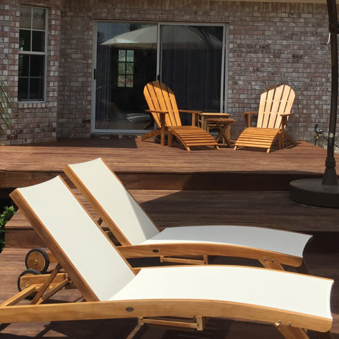 wayfair teak chaise lounge