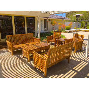 Resin Patio Furniture Wayfair Teak Outdoor Patio Furniture 6 Piece Deep Seating Group With Cushion