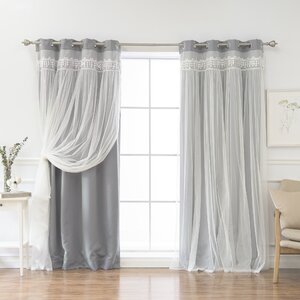 Muier Solid Blackout Thermal Grommet Curtain Panels (Set of 2)