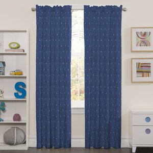Patrice Graphic Print & Text Blackout Thermal Rod Pocket Single Curtain Panel