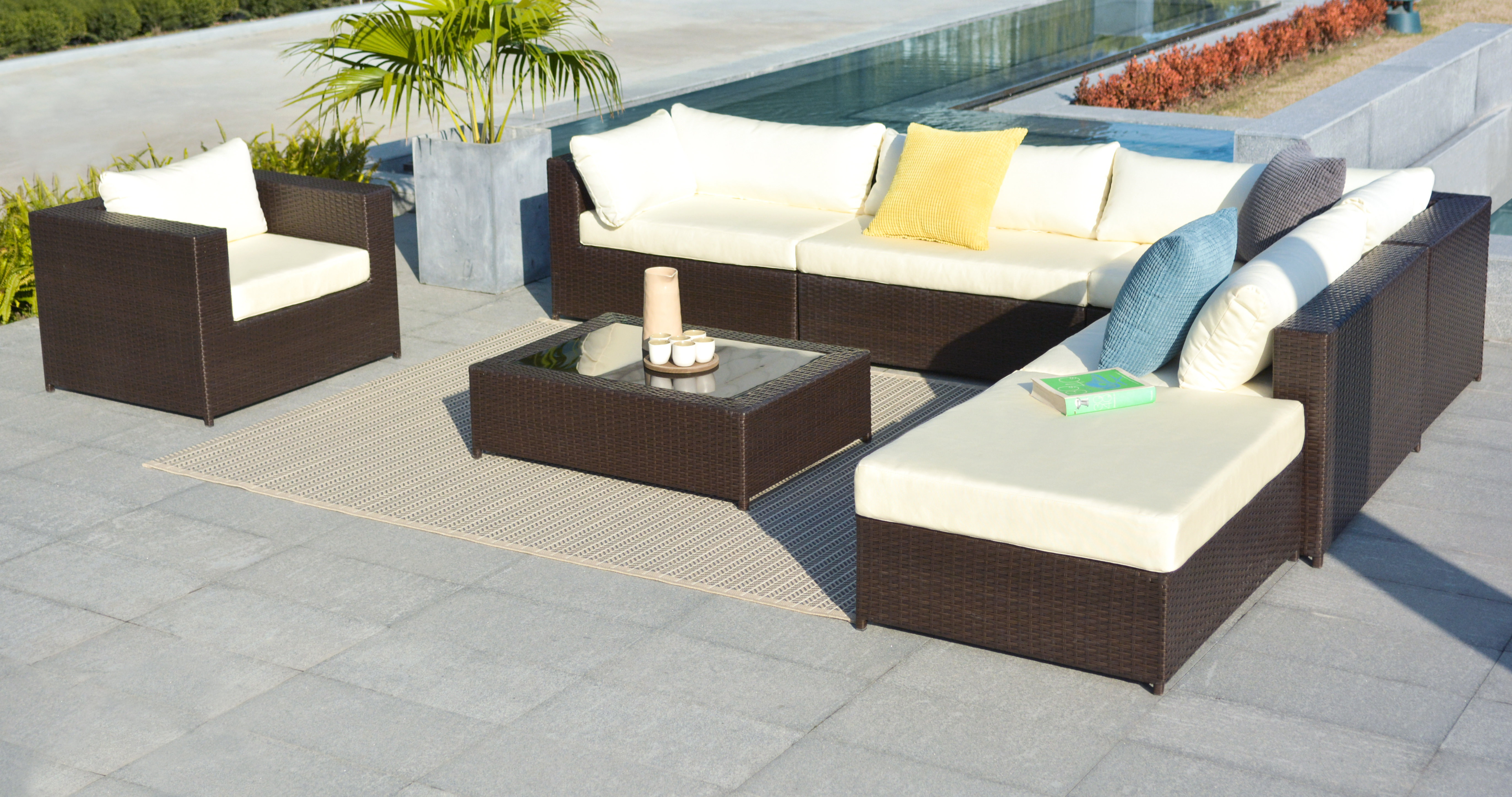 Gracey Rattan Sectional Sofa Set With Cushions
