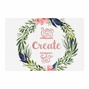 Create Typography Watercolor White Area Rug