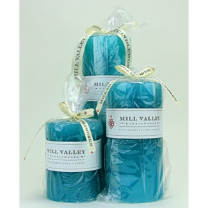 3 Piece Floral Seaside Scented Pillar Candle Set