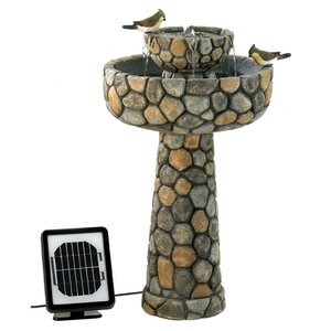 Polyresin Solar Two-Tier Cobblestone Water Fountain