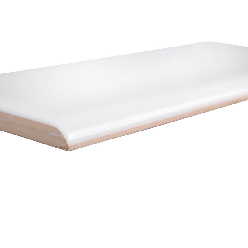 Elitetile Prospect 6 X 3 Ceramic Bullnose Tile Trim In Glossy Prospect 6 X 3 Ceramic Bullnose Tile Trim In Glossy White